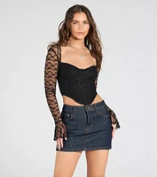 Current Mood Lace Long Sleeve Corset Top
