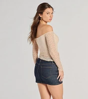 Trendy Babe Off-The-Shoulder Ruched Lace Top