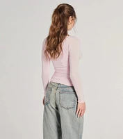 Updated Basic V-Neck Long Sleeve Crop Top