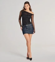Sweet Allure Polka Dot Sheer Mesh Long Sleeve Top