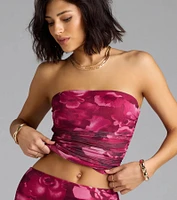 Sultry Bloom Floral Mesh Tube Top