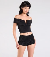 Chic Alert Off-The-Shoulder Crop Top