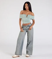 Chic Alert Off-The-Shoulder Crop Top