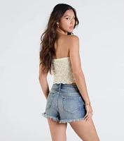 Lasting Romance Strapless Lace Crop Top