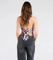 Bold Romance Flocked Floral Print Halter Top