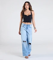 Romantic At Heart Lace Trim Crop Top