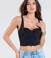 Romantic At Heart Lace Trim Crop Top