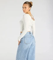 All The Love One-Shoulder Tie Back Crop Top