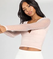 Whimsical Cutie Plunge Neck Polka Dot Top