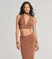 The One Plunge Halter Crop Top
