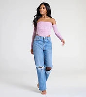 Divine Energy Off-The-Shoulder Crop Top