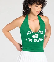 Kiss Me V-Neck Halter Graphic Top
