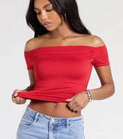 Just A Tease Off-The-Shoulder Crop Top
