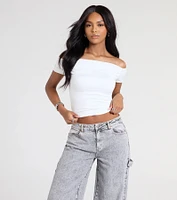 Just A Tease Off-The-Shoulder Crop Top