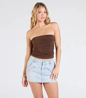 Cutest Vibe Ruched Knit Tube Top