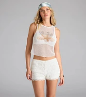 Ibiza Graphic Fishnet Tank Top