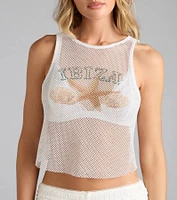 Ibiza Graphic Fishnet Tank Top