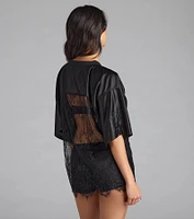 Sporty Chic Lace V-Neck Graphic Jersey Top