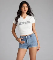 Sequin Last Rodeo Bridal Crop Tee