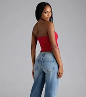 Cutest Vibe Ruched Knit Tube Top