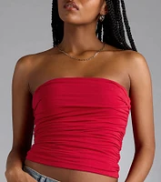 Cutest Vibe Ruched Knit Tube Top