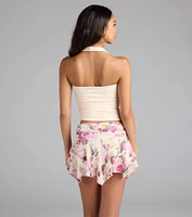 Feel The Vibes Halter V-Neck Crop Top