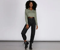 Zip Up Mock Neck Pullover