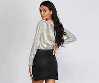 Skinny Stripes Cropped Henley