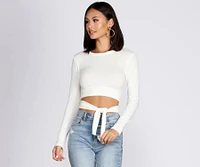 Wrap Waist Ribbed Crop Top