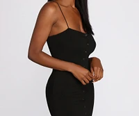 Button Up Ribbed Mini Dress