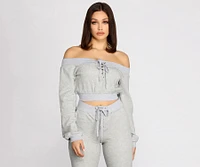 Lace Up Off The Shoulder Crop Top