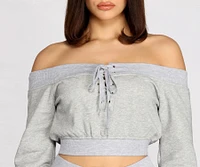 Lace Up Off The Shoulder Crop Top