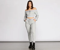 Lace Up Off The Shoulder Crop Top