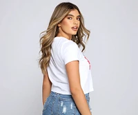 Red, White And Beer Crop Top