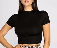 Sporty Chic Zip Up Crop Top