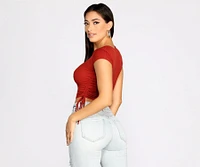 Side To Ribbed Knit Crop Top