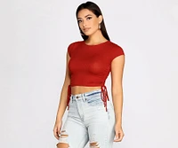 Side To Ribbed Knit Crop Top