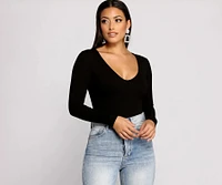 Basic Long Sleeve V-Neck Bodysuit