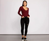 Basic Long Sleeve V-Neck Bodysuit