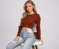 Wrap Waist Ribbed Crop Top