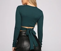 Wrap Waist Ribbed Crop Top