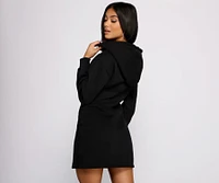 Keeping Knit Casual Hoodie Mini Dress