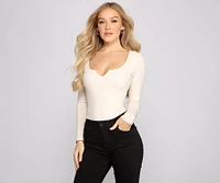 Back to Basics Notched Knit Bodysuit