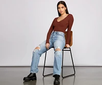 Basic Long Sleeve V-Neck Bodysuit