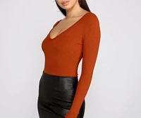 Basic Long Sleeve V-Neck Bodysuit