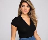 Preppy And Chic Collared Crop Top