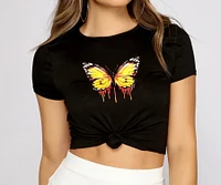 So Sweet Butterfly Graphic Knot Tee