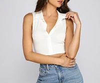Trendy And Chic Ribbed Knit Crop Top