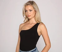 Stylish Basic One-Shoulder Bodysuit