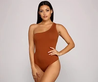 Stylish Basic One-Shoulder Bodysuit